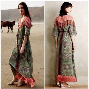 Anthropologie Vanessa Virginia Chama Kaftan Maxi Dress Bohemian INCLUDES SLIP